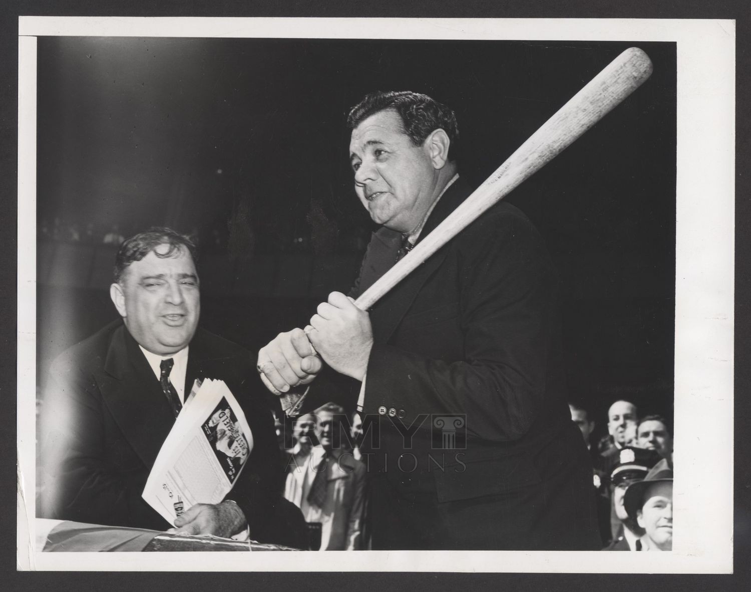 Lot Babe Ruth Baseball Legend And New York Mayor Laguardia